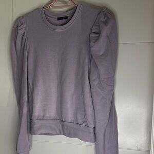 Dynamite Lavender Puff-Sleeve Crewneck Sweatshirt